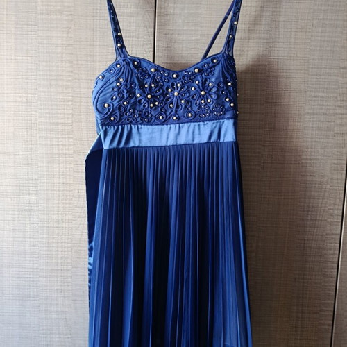 Bill Cost blue mini dress with embroidered bust and pleated skirt
