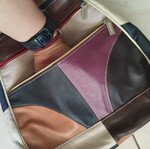 Multicolor genuine leather patchwork sling backpack