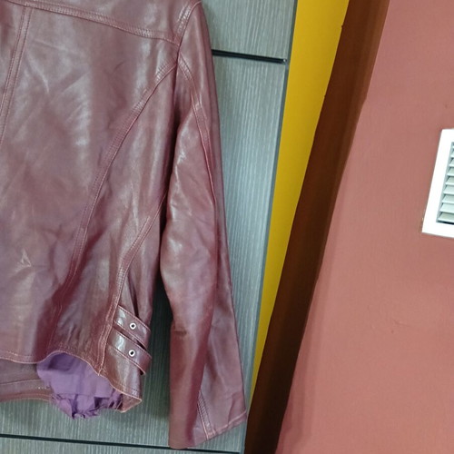 Women's leather jacket used, genuine leather, red