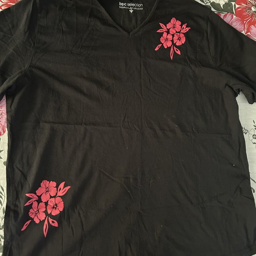 Bpc women's short-sleeve blouse like new, black and pink, XL