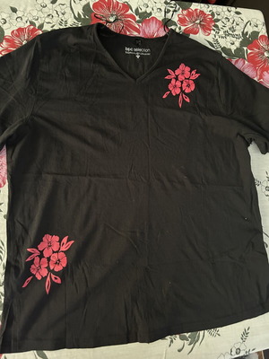 Bpc women's short-sleeve blouse like new, black and pink, XL