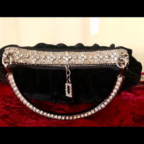 Evening velvet handbag with Swarovski stones new