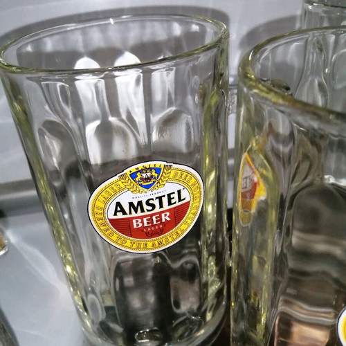 Amstel beer glasses 1 liter like new, all together