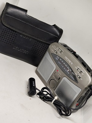 Sony Walkman WM-GX322 vintage cassette player with microphone and case