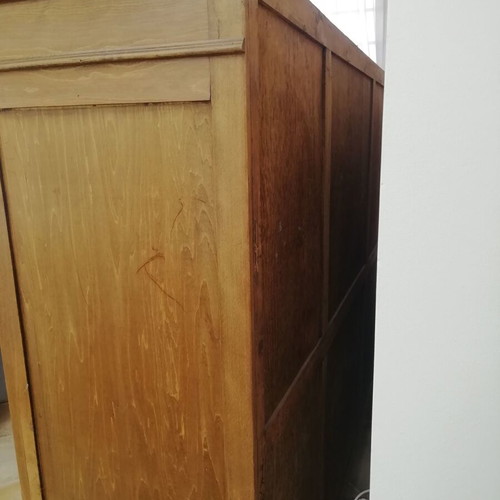 Vintage solid walnut bookcase used furniture with Queen Anne legs