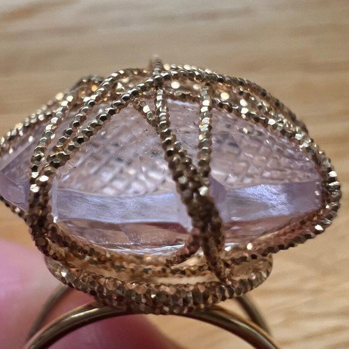 14K Gold Ring like new with pink quartz