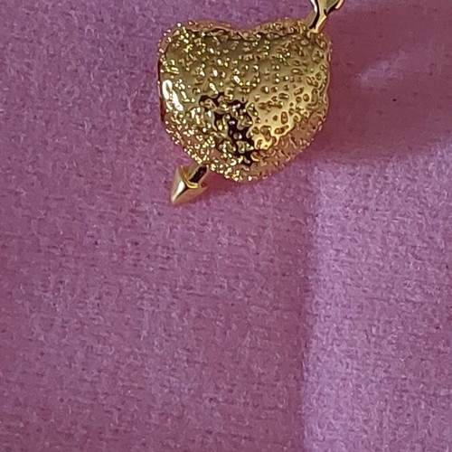 Charm heart with arrow new, gold hammered A.L.E.