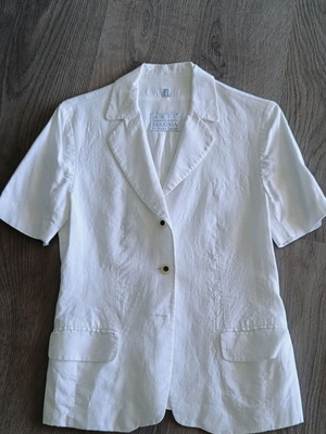Arte Maxima by Makis Tselios women's short-sleeve linen jacket like new, white, S/M