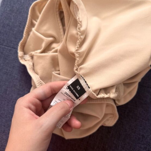 Shein summer top beige size XS like new with one shoulder and side ruching