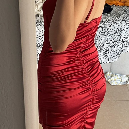 Shein red satin tight summer dress, size M