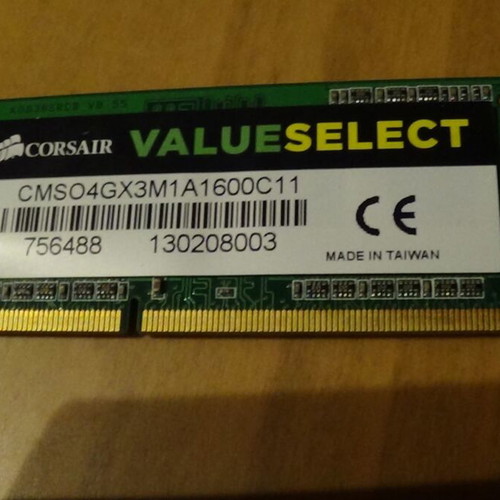 Μνήμη RAM Corsair ValueSelect DDR3 SO-DIMM 4GB σαν καινούργιο για Laptop