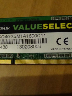 Μνήμη RAM Corsair ValueSelect DDR3 SO-DIMM 4GB σαν καινούργιο για Laptop