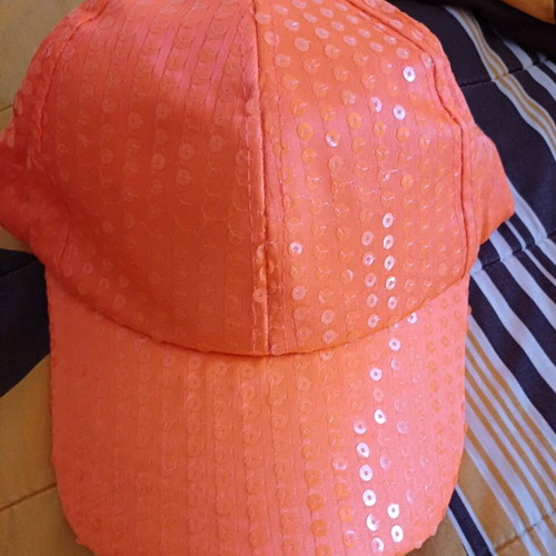 Women's hat with sequins like new, orange color
