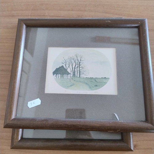 Hand-painted dry pastel painting in wooden frame like new