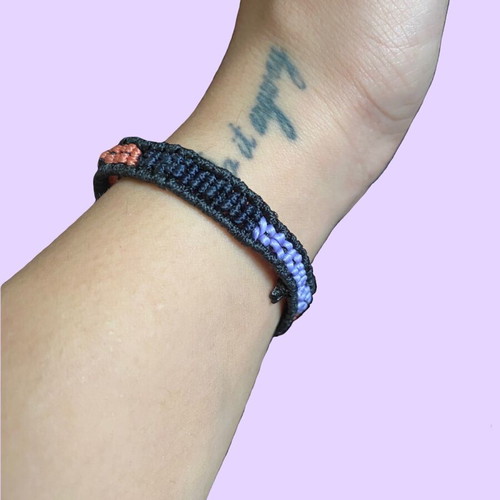 Macrame bracelet like new, handmade, black and pink