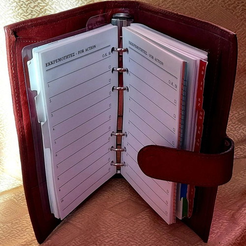 Leather agenda used with card slots and small wallet