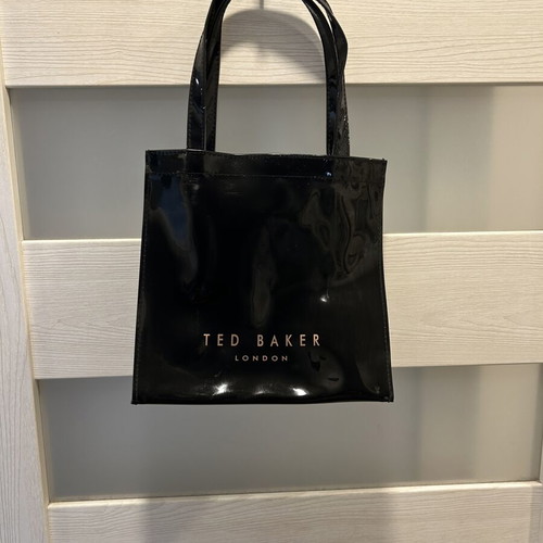 Ted Baker Icon Bag small black tote with rose gold bow, like new