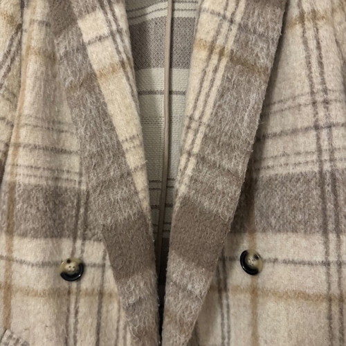 H&M coat used, gray and beige, size M