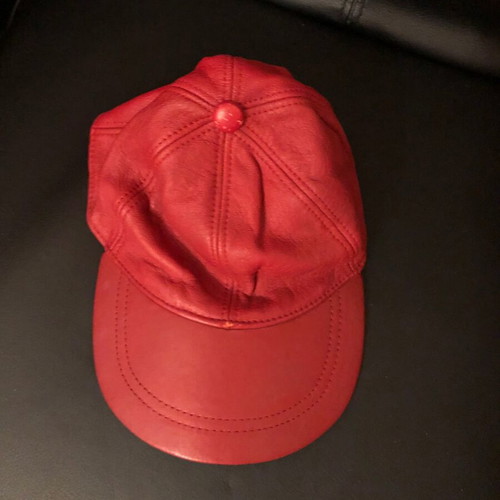 Leather red jockey cap like new