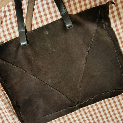 Stefanel leather handbag used, brown, 100% suede