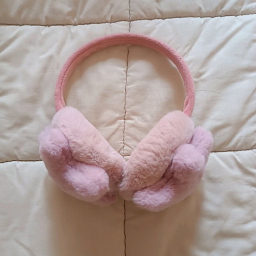 Pink furry earmuffs new with star shape