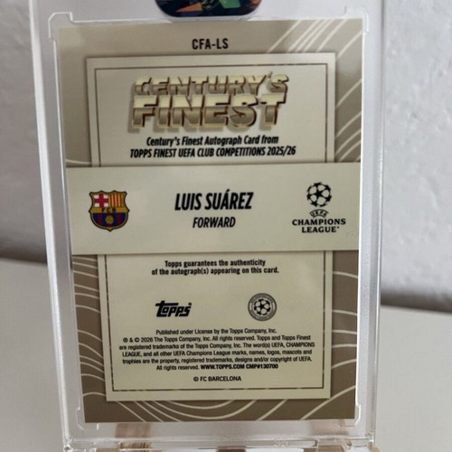 2025-26 Topps Finest UEFA Luis Suárez Century's Finest Auto card, like new