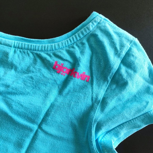 Y2K Bjorkvin graphic tee used, baby blue with retro van print