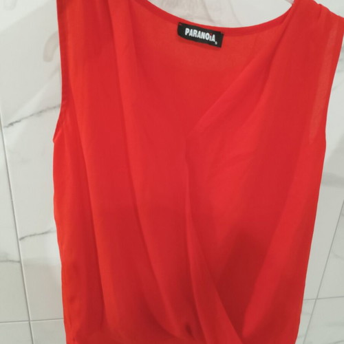 Paranoia sleeveless sheer blouse red color like new, size S