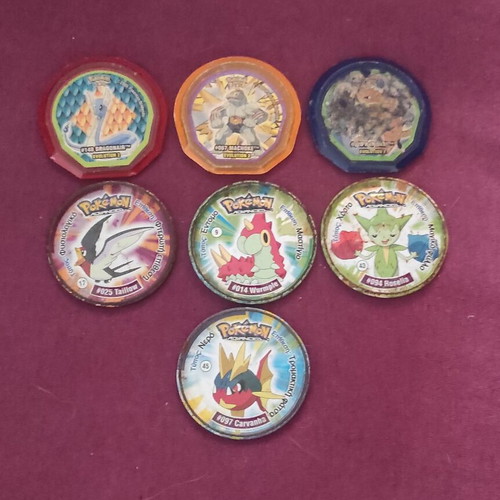Pokémon Nox and Metal Tazos used, set of 7 caps