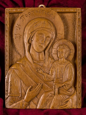 Panagia Portaïtissa icon made of wax, mastic and incense new