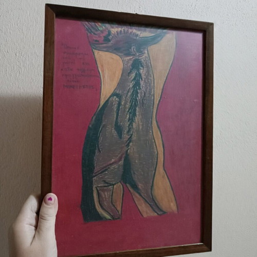 Handmade framed painting like new, nude female body