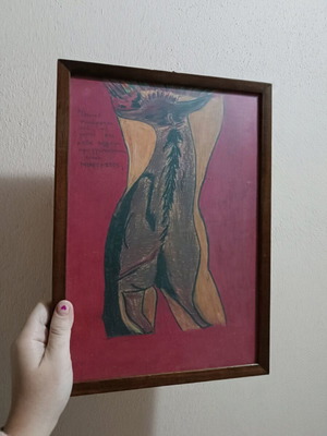Handmade framed painting like new, nude female body