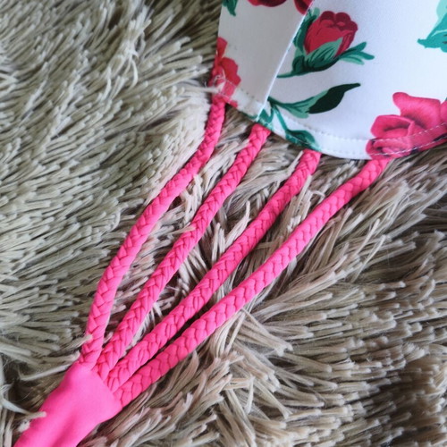 Floral Bikini Top M&D like new, intense pink with braids