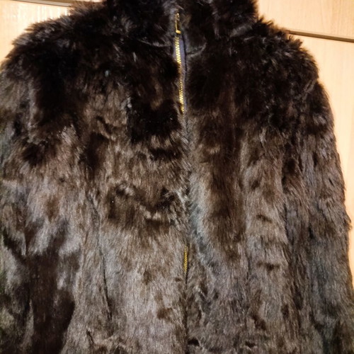 Italian Faux Fur Jacket like new, brown, sizes L and XL