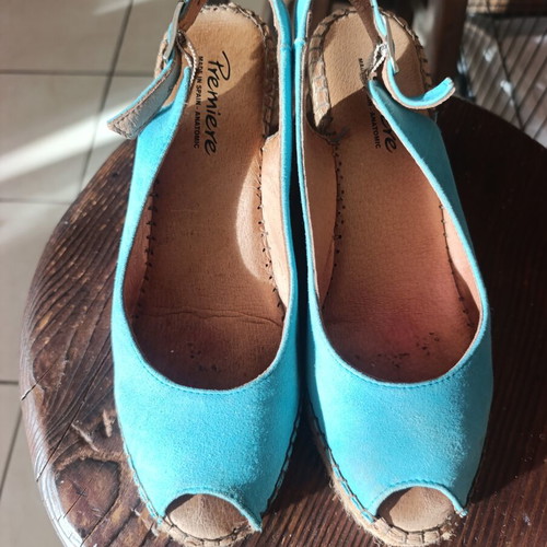 Premiere blue espadrilles with 8 cm heel