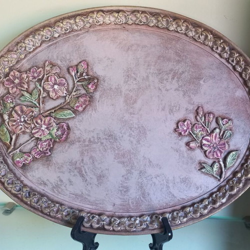 Decorative wooden tray handmade 44×31 cm new