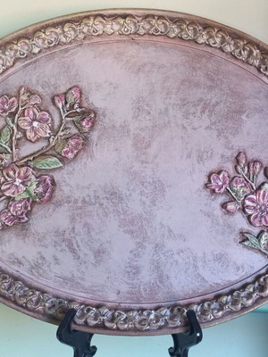 Decorative wooden tray handmade 44×31 cm new