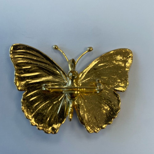 Butterfly pin pendant like new, gold with brown and green shades