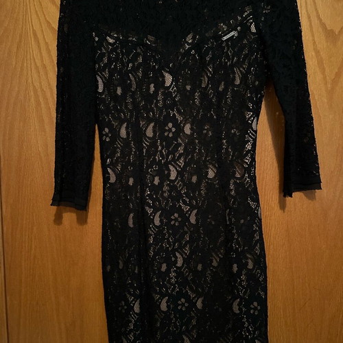 Guess dress XS black with beige lining like new