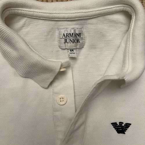 Armani Junior cotton polo 6 years like new, white