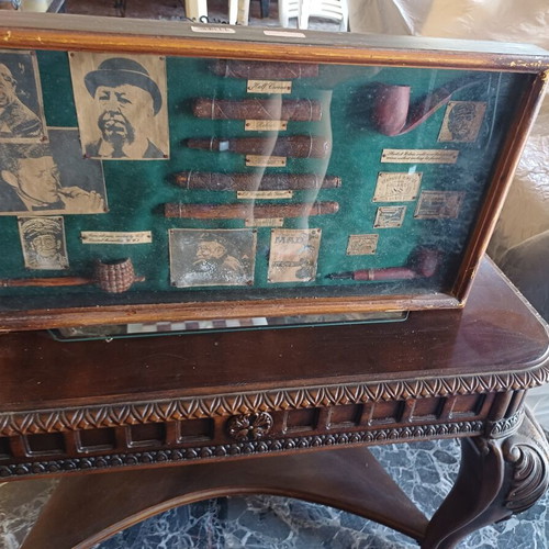 Vintage Sherlock Holmes Shadow Box Wall Decor with Tobacco Theme