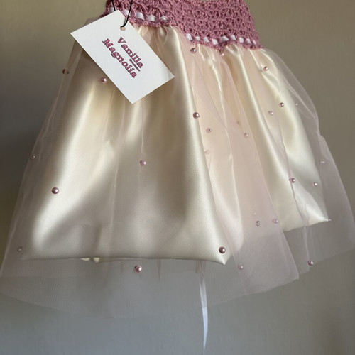 Vanilla Magnolia Boutique Baby Dress with Accessories, Handmade, New, 12-18 Months