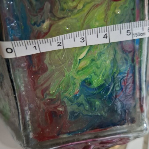 Hexagonal Hanging Lamp Fusing Glass stained glass style, like new, 60 cm