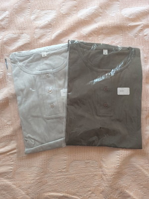Men's 2-Pack Henley T-Shirts new, 100% cotton, grey & olive green, size 50