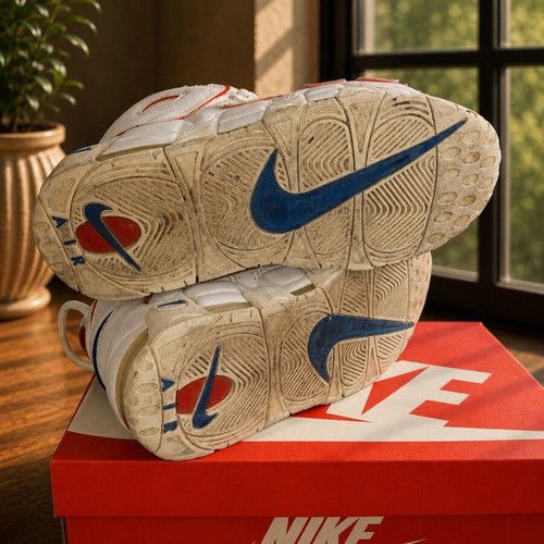 Nike Air More Uptempo 96 sneakers size 45 used, white and blue