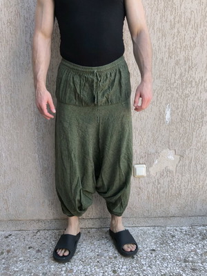 Harem pants Large Crop Circle 100% cotton like new, green