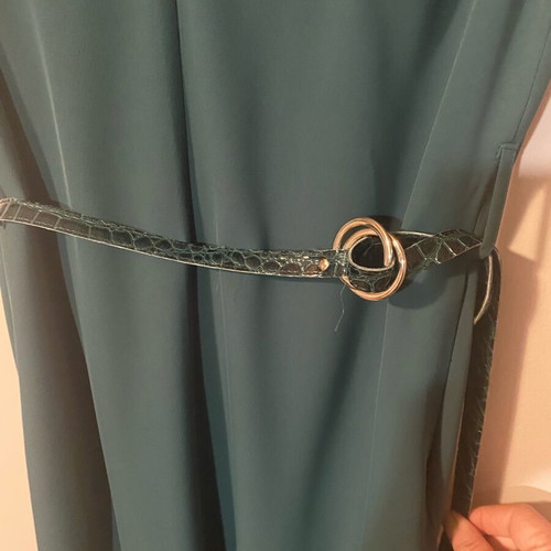 Helmi women's green crepe dress with croco belt