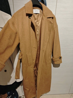 Παλτό γυναικείο oversized extra small ταμπά σαν καινούργιο, μακρύ και ζεστό