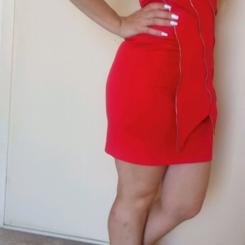 Mini strapless red dress with decorative zippers size S like new