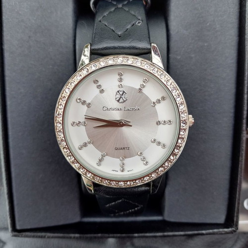 Christian Lacroix women's watch new with black leather strap